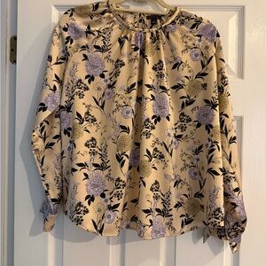 Ann Taylor Cream Floral Blouse